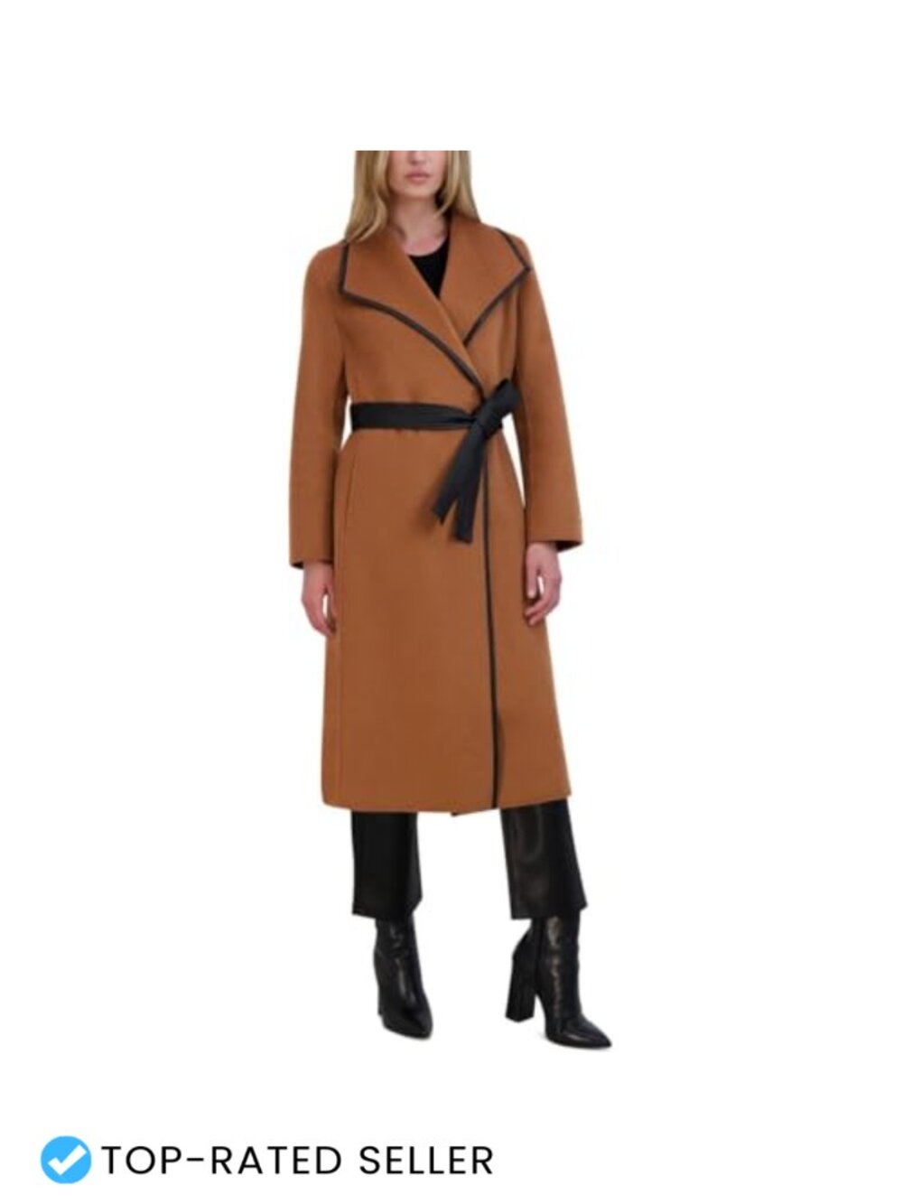TAHARI Wool Blend Wrap Coat Longline Removable Belt
